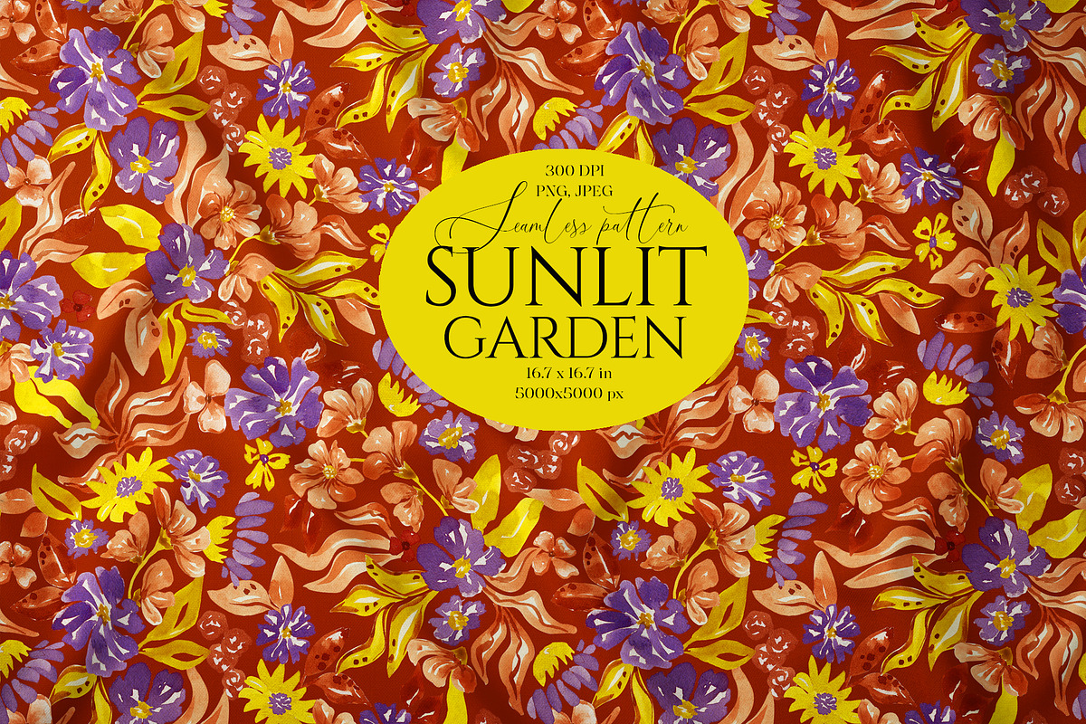 Watercolor summer floral pattern, a Pattern Graphic by SirenaArt (Photo 1 of 12)