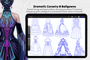 Gothic Dress Stamp Brushes Set, a Brush Add-On by Selentaori Studio (Thumbnail 5 of 12)
