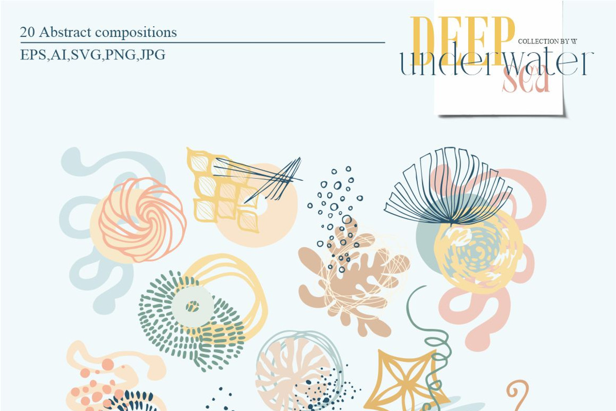Deep underwater sea, an Animal Illustration by Collection by VY (Photo 10 of 14)