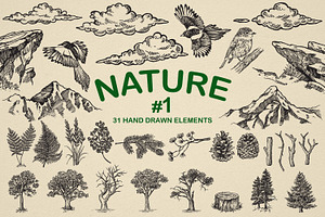 Nature Forest Hand Drawn Elements 1