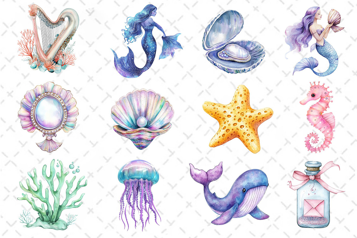 Little Mermaid Under the Sea Clipart, an Illustration by Dream Creation (Photo 2 of 5)
