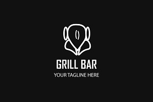 GRILL BAR Flat Logo Design