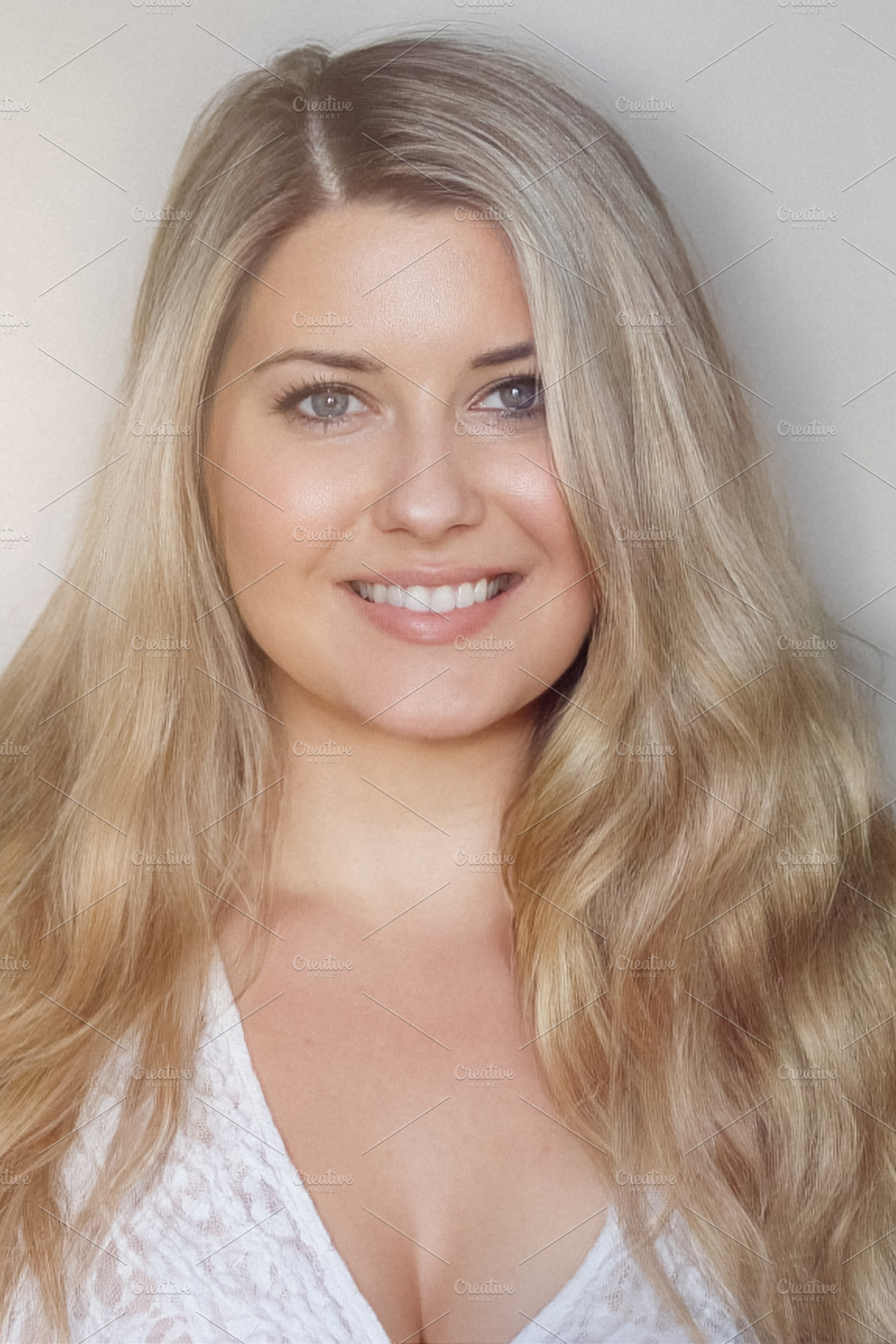 Blonde woman smiling, portrait showing beauty, happiness, and na, a Person Photo by Studio ANNA