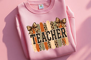 Teacher PNG Shirt School Leopard Bow, a Decorative Illustration by SugarCloudStudioArt (Thumbnail 4 of 6)