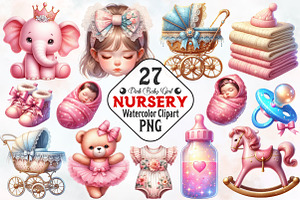 Pink Baby Girl Nursery ClipArt's, an Illustration by RobertsArt