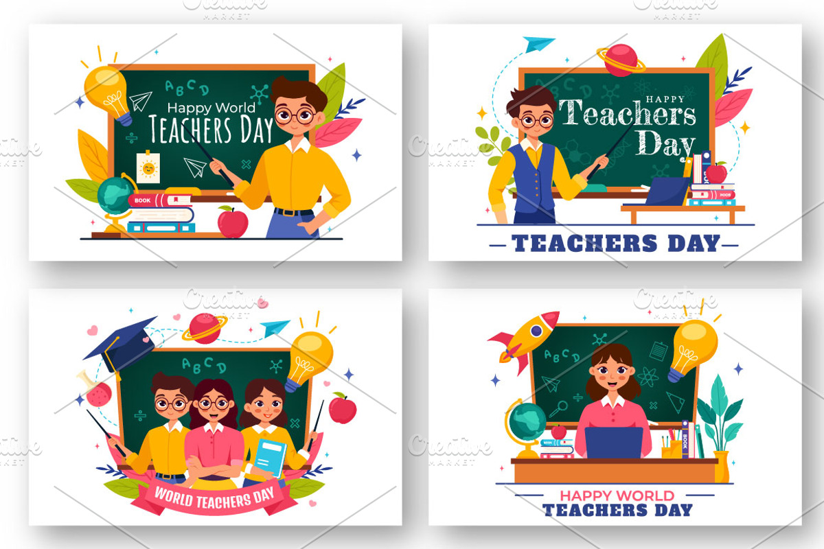 10 Happy Teacher's Day Illustration, a Person Illustration by denayunebgt (Photo 2 of 4)