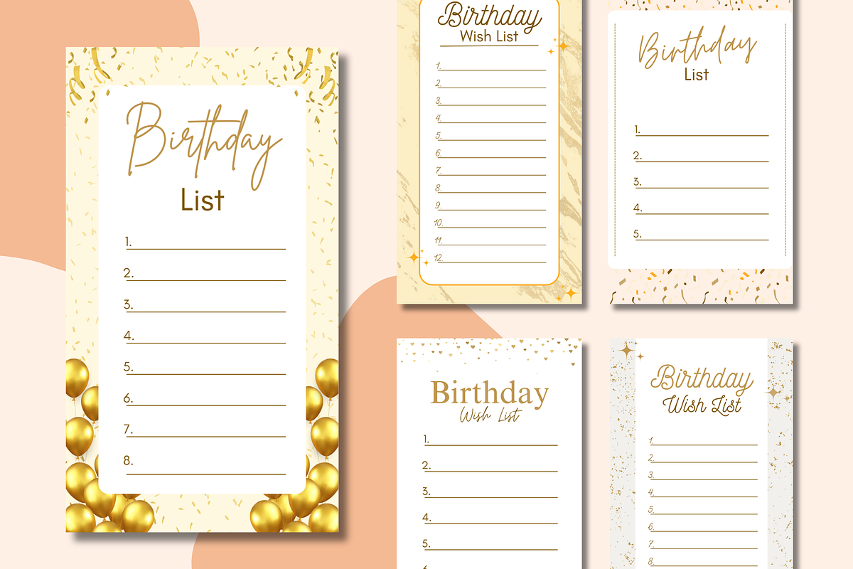 Happy Birthday List Templates Canva, a Templates & Theme by TemplateCastleStore (Photo 3 of 9)