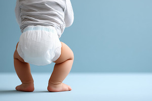 Baby in a striped shirt and diaper, a Person Photo by MistyDay