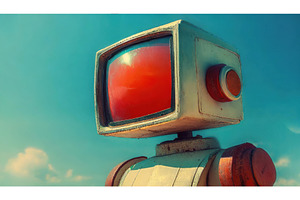 A retro-futuristic robot with a CRT, a Technology Photo by Igor Tichonow