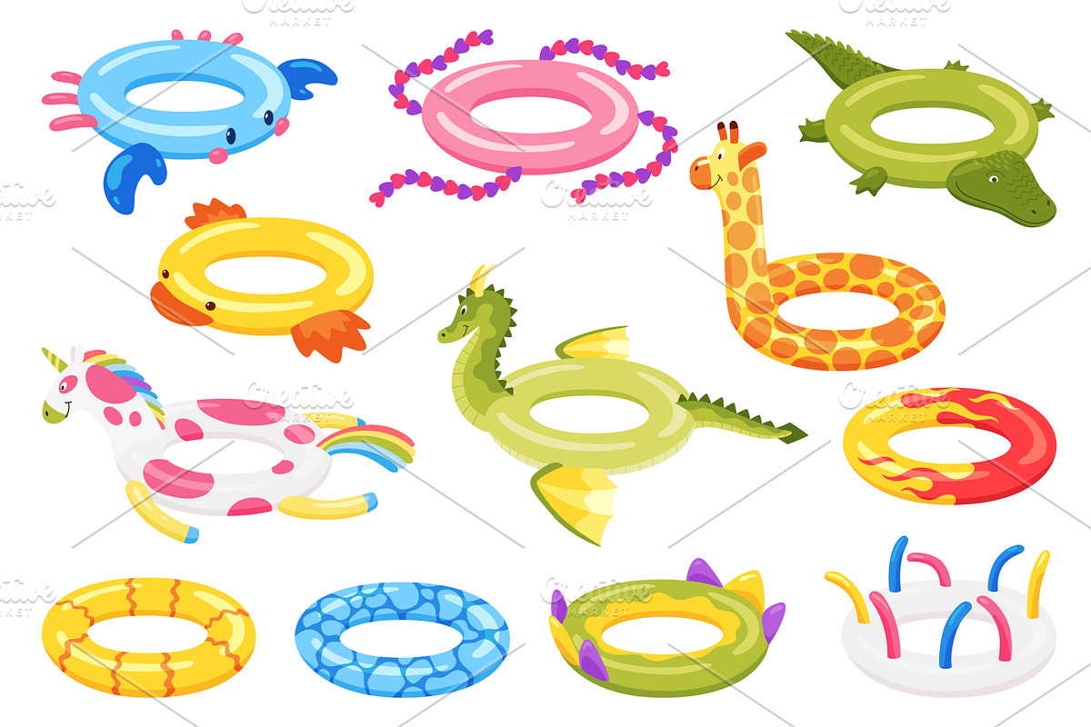 Inflatable swim pool ring set, an Object Illustration by the8monkey