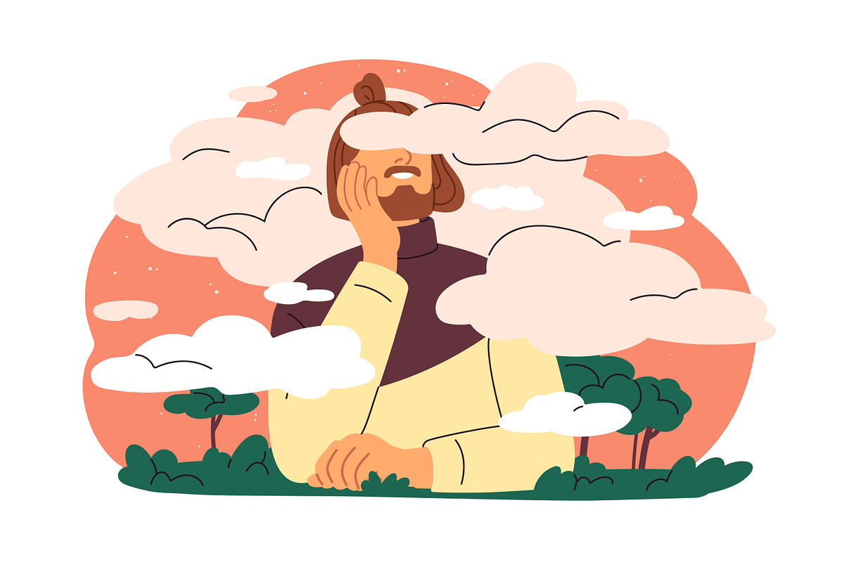 People dream with head in clouds set, a Person Illustration by Good Studio (Photo 6 of 8)