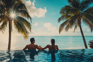 Enjoying a blissful beach holiday, a Photo by Pavel_design