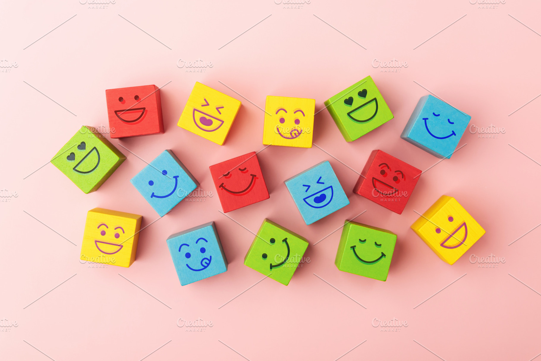 Group of Colourful Smiling Emoticon Diversity Face on Multi-colo, a Photo by salmon.black