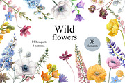 Watercolor summer wild flowers., an Illustration by yulia.sukhanova (Thumbnail 1 of 4)