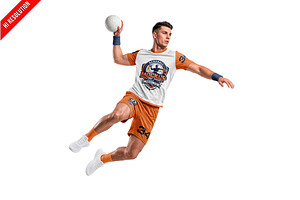 Man Wearing Full Handball Kit Wi PSD, an Advertising Mockup by Bruno's Shop