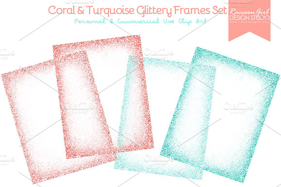 Coral & Turquoise Glittery Frames preview 2