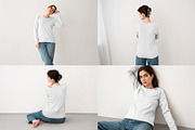 16 Woman long sleeve t-shirt mockups, a Shirt Mockup by Moixo studio (Thumbnail 9 of 10)