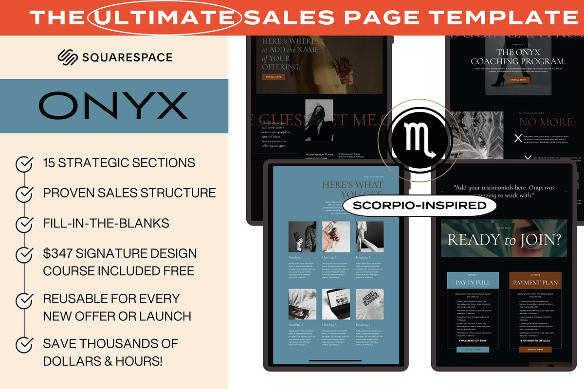 Onyx Squarespace Sales Template, a Squarespace Template by The Humanista Co. (Photo 1 of 3)