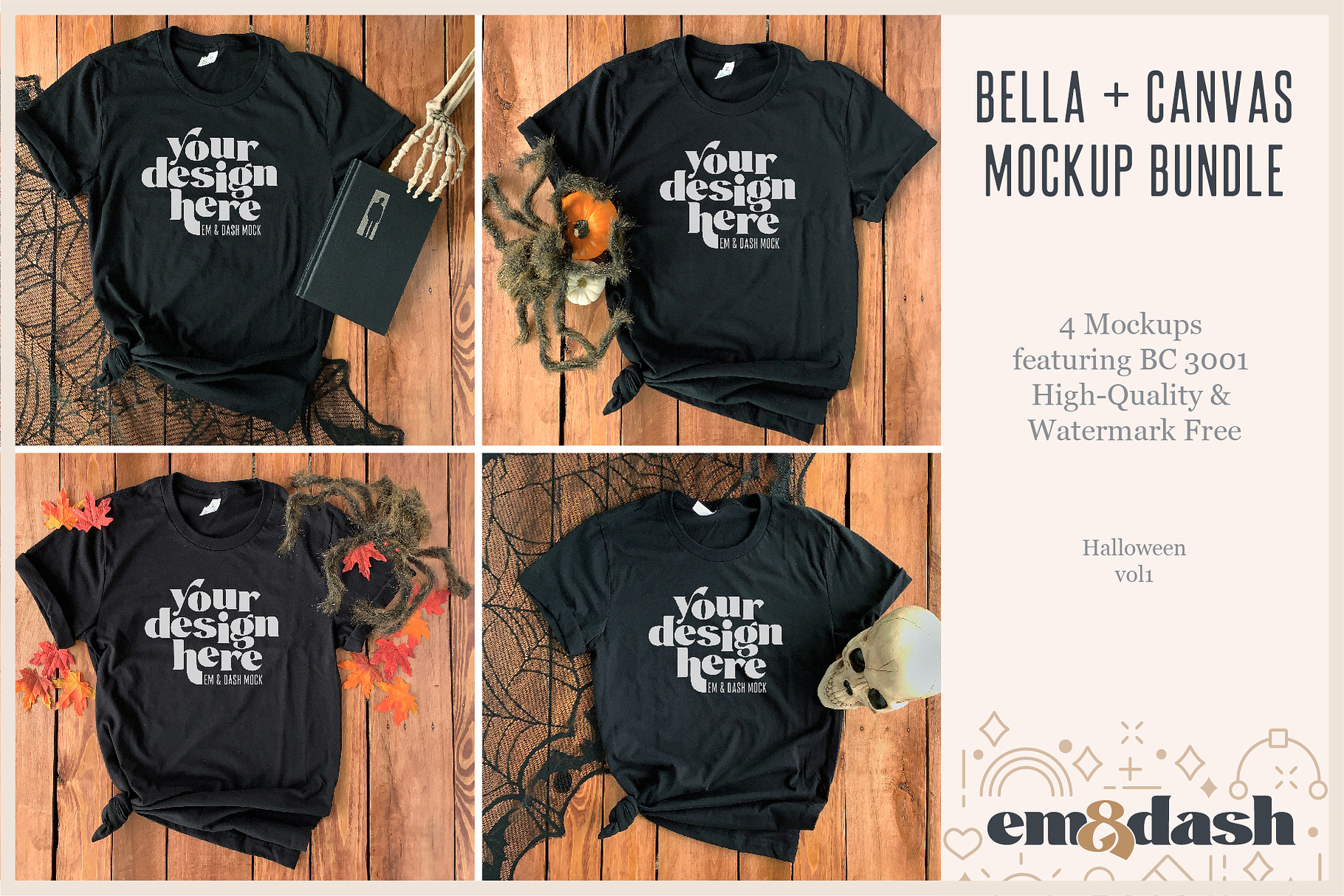 Bella Canvas 3001 Halloween Bundle 1, a Photo by Em & Dash
