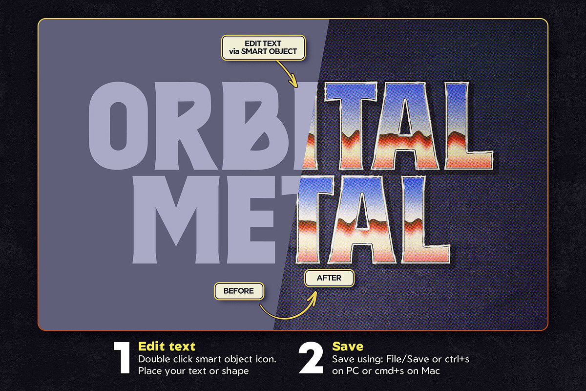 Retro Sci-Fi Metal Text Effects, a Layer Style Add-On by Andrew Skoch Design (Photo 2 of 9)