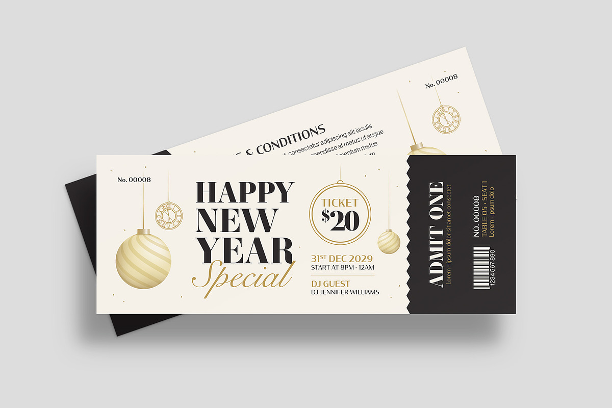 New Years Eve Ticket Template, an Invitation Template by BrandPacks (Photo 2 of 5)