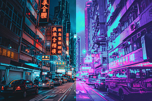 Fluorescent Cyberpunk Photo Effect