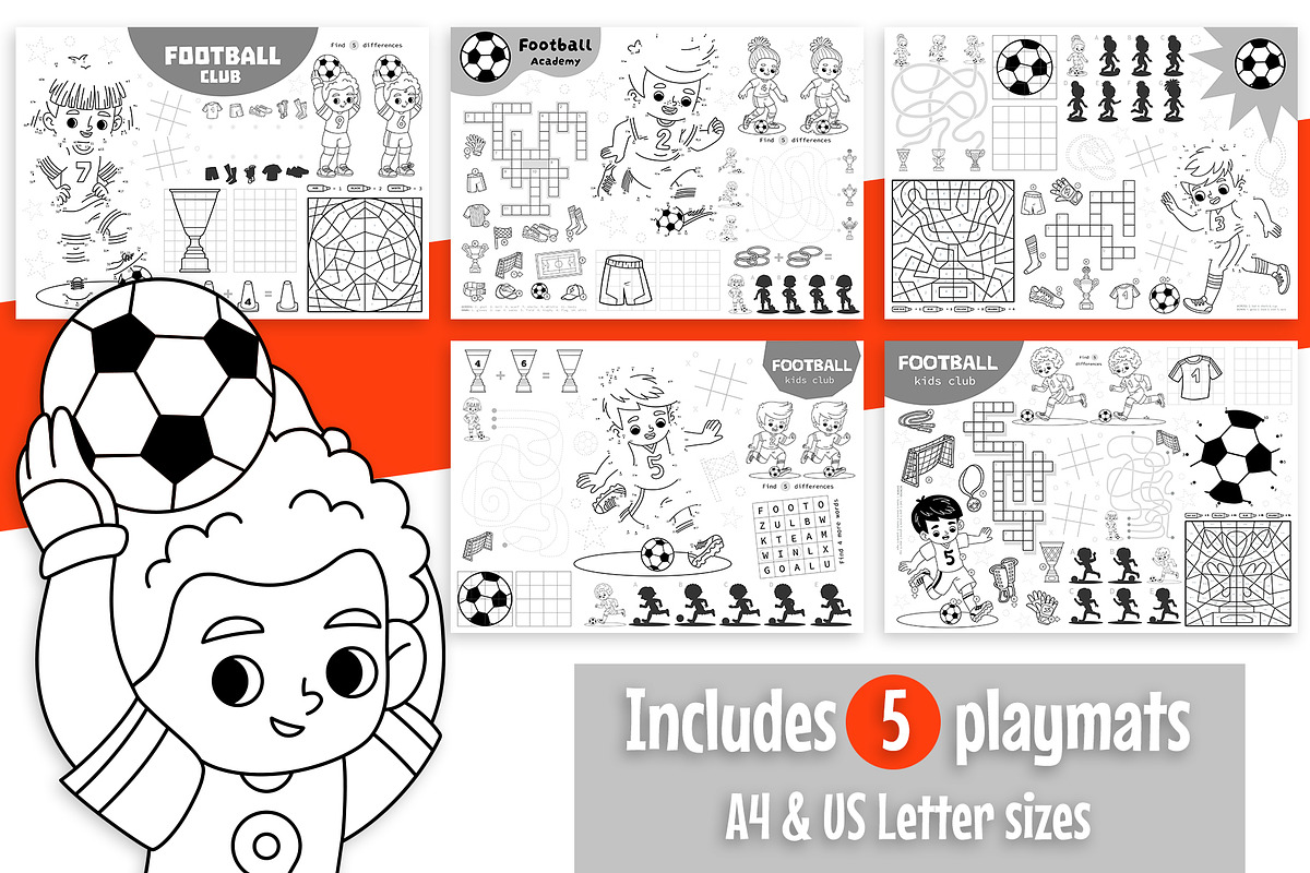 Football Colorless Playmats for Kids, an Education Illustration by Ksenya Savva (Photo 2 of 7)