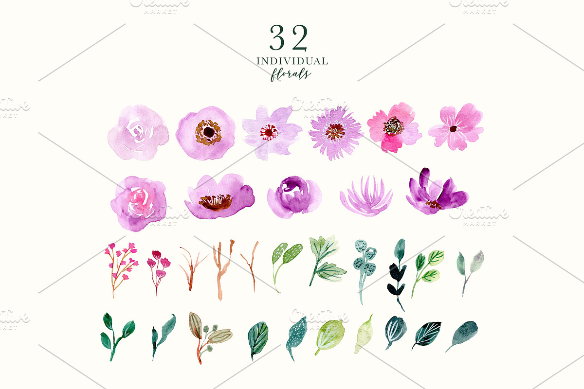 Purple Vibes - Watercolor Clipart, a Decorative Illustration by wulano (Photo 6 of 7)