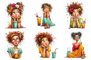 Whimsical Summer Coffee Girl Clipart, an Illustration by Daily.Designs (Thumbnail 6 of 8)