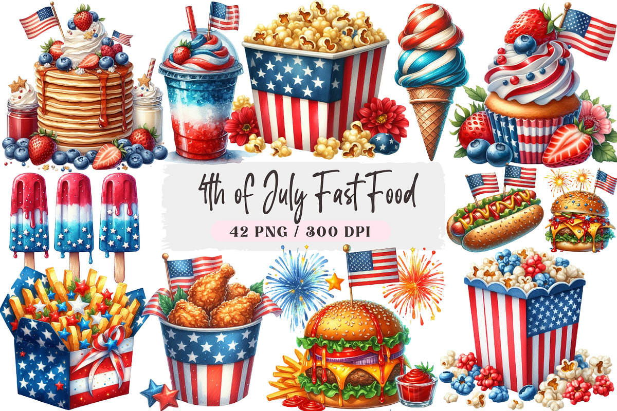4th of July Fast Food Sublimation, an Illustration by DreamArtGraphic (Photo 1 of 4)