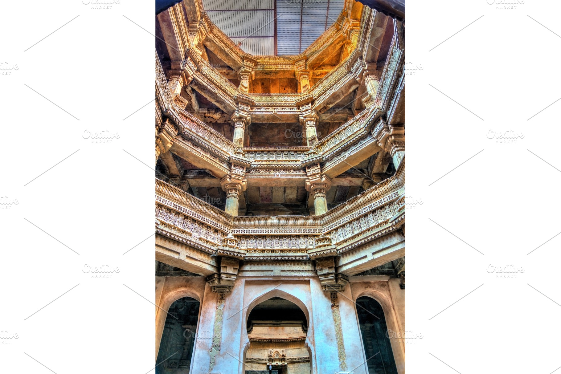 Adalaj or rudabai stepwell in adalaj village near ahmedabad gujarat state of, an Architecture Photo by Leonid Andronov