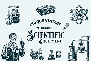 Vintage Scientific Equipment Art Set, an Education Illustration by Prosymbols