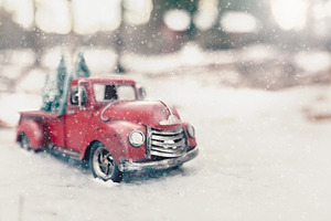 01 vintage red truck christmas tree containing antique, vintage, and holiday