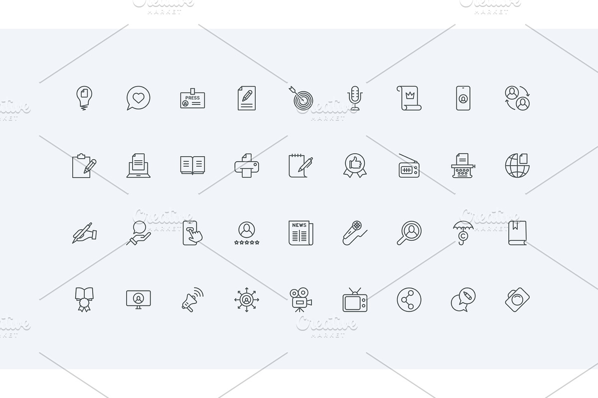 Tv news mass media publication icons, an Object Illustration by Lemberg Vector