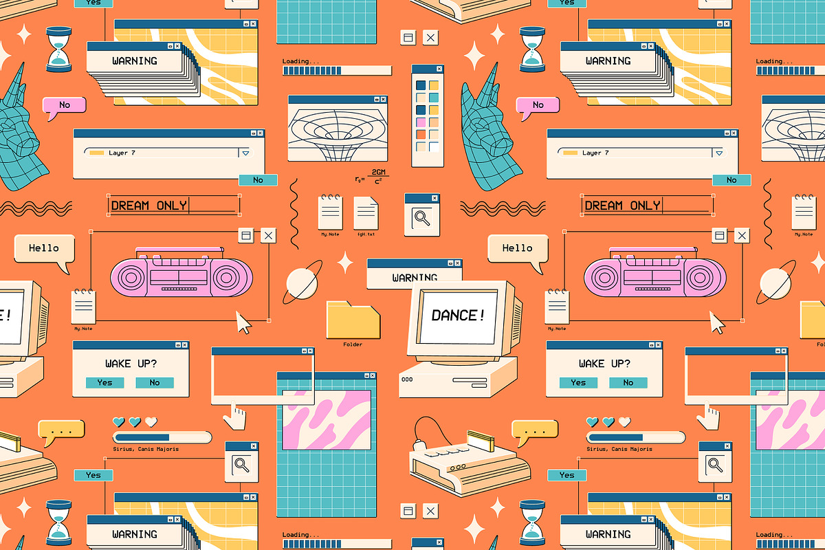 Retro user interface elements set, an Object Illustration by PaperTrident (Photo 5 of 5)