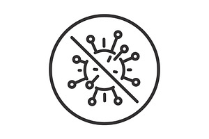 ban flu bacterium icon, stop virus