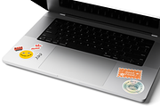 Sticker Mockup on Laptop, a Wearable Device Mockup by DSNA Mockup (Thumbnail 3 of 5)
