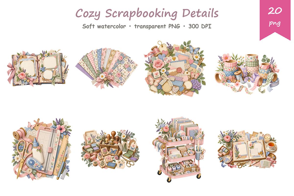 Watercolor Scrapbooking Clipart, an Education Illustration by BerryPieArt (Photo 3 of 4)