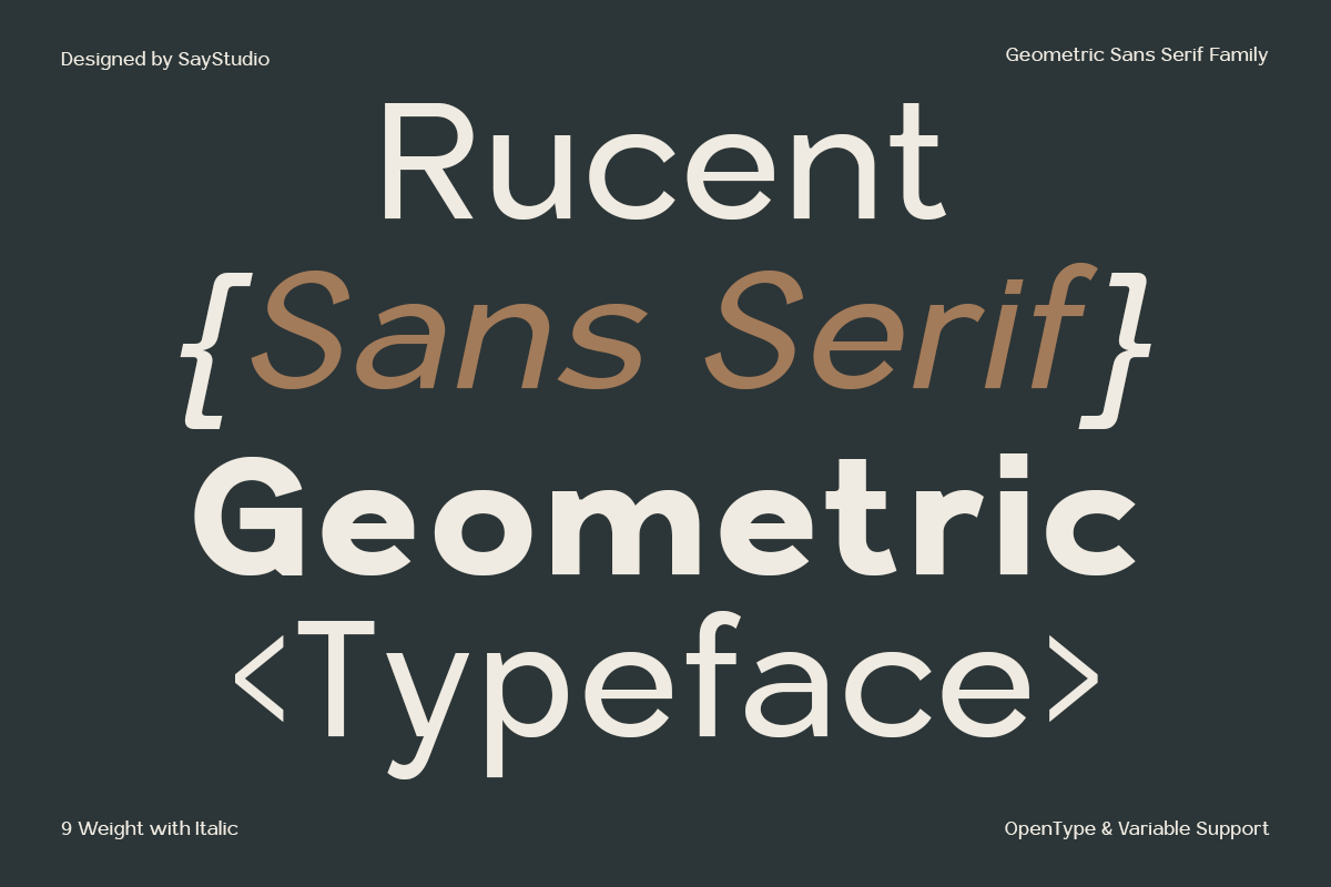 Geometric Sans - Rucent, a Sans Serif Font by Say Studio (Photo 3 of 14)