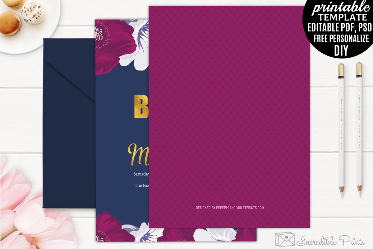Navy and Gold Bridal Shower Invite, an Invitation Template by Blush Roses Print (Photo 2 of 2)