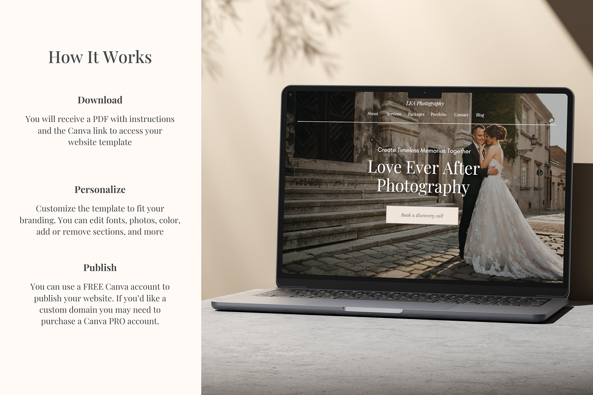 Wedding Photography Canva Portfolio, a Landing Page Template by GlamWebDesigns (Photo 8 of 8)