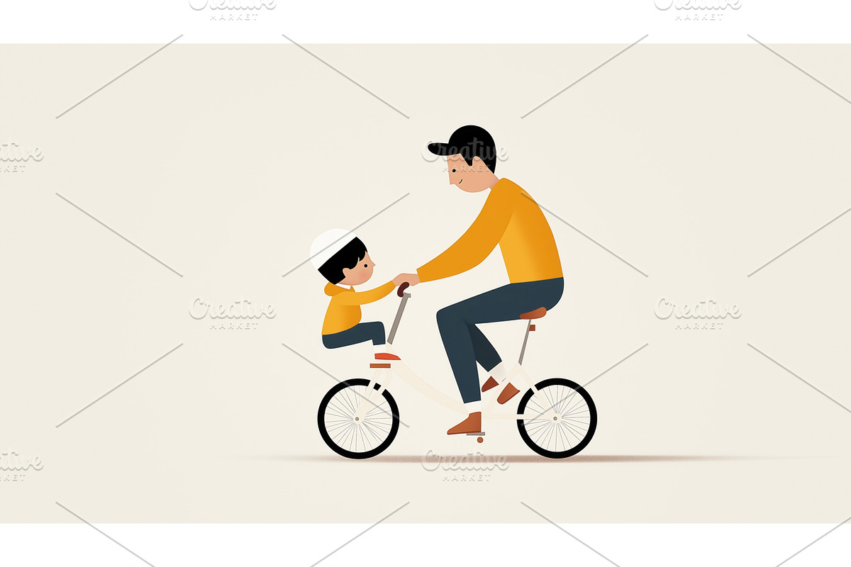 An illustration of a father teaching, an Illustration by Sergey Kotenev