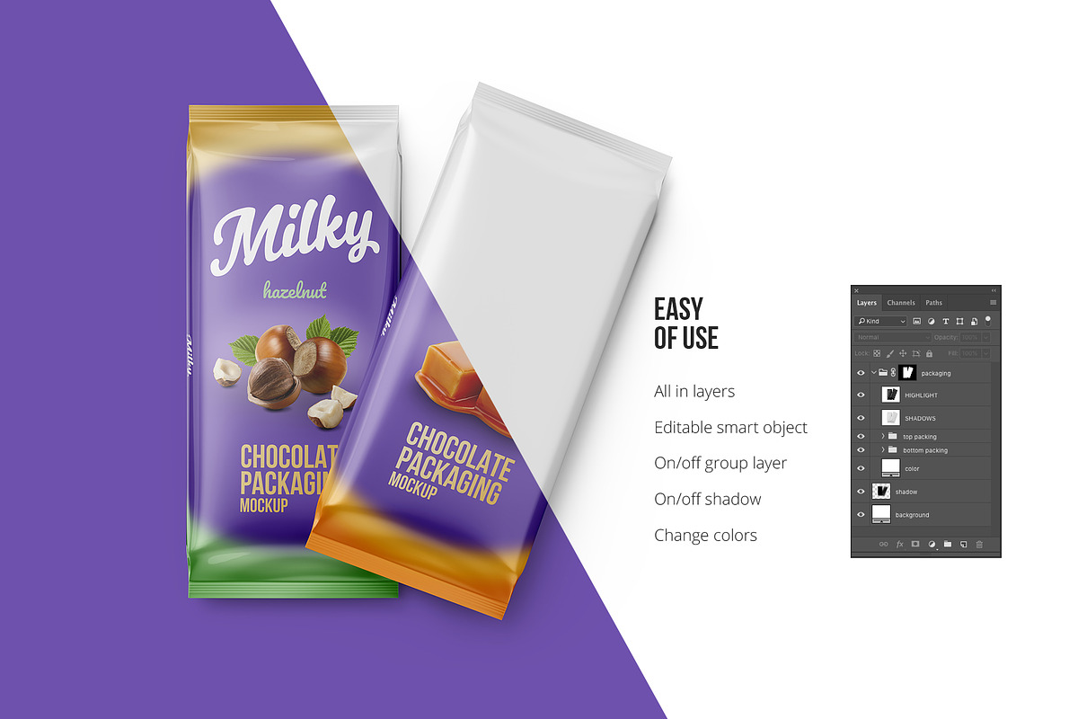 Two Chocolate bar mockup, a Packaging Mockup by easymock (Photo 3 of 6)