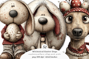 Whimsical Easter Dogs Clipart, an Illustration by SinaCreation