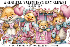 Whimsical Valentine's Day Clipart, an Illustration by OK Design