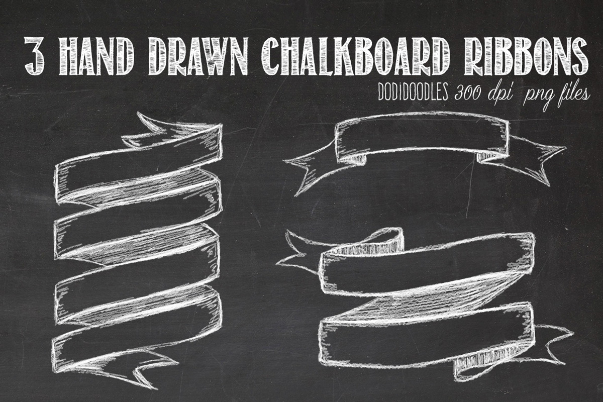 Hand Drawn Chalkboard Ribbons