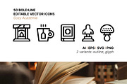 50 Cozy Academia Icons, an Outline Icon by Side Project (Thumbnail 1 of 8)