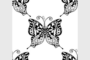 Vector Pattern With Butterflies