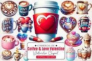 Coffee & Love Valentine Clipart Set, an Illustration by RobertsArt (Thumbnail 1 of 7)