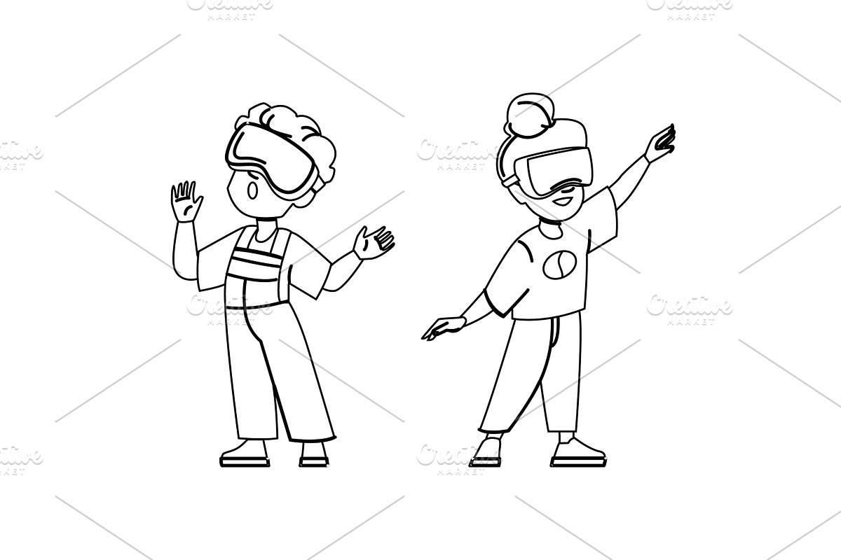 technology vr virtual reality kid, a Technology Illustration by pikepicture